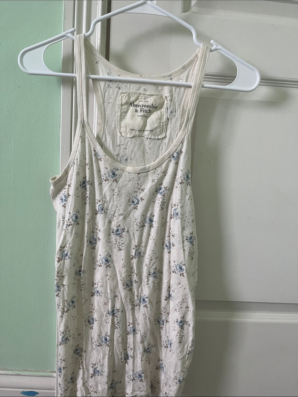 Abercrombie & Fitch Cream Tank with Blue Floral Print